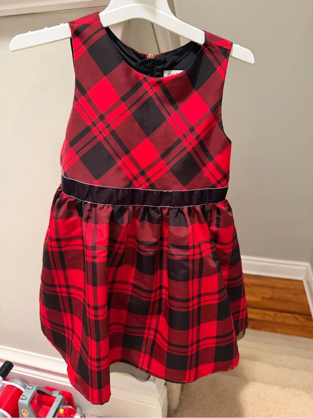 Cat & Jack Red and Black Plaid Holiday Dress